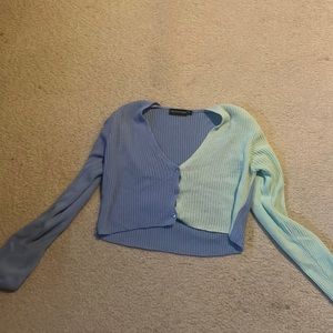 Pretty Little Thing Color Block Cropped Sweater Size S